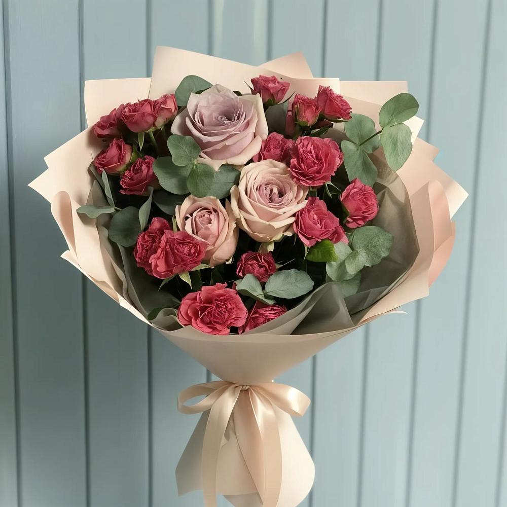 Букет цветов из: Гвоздики и Розы в Экажево