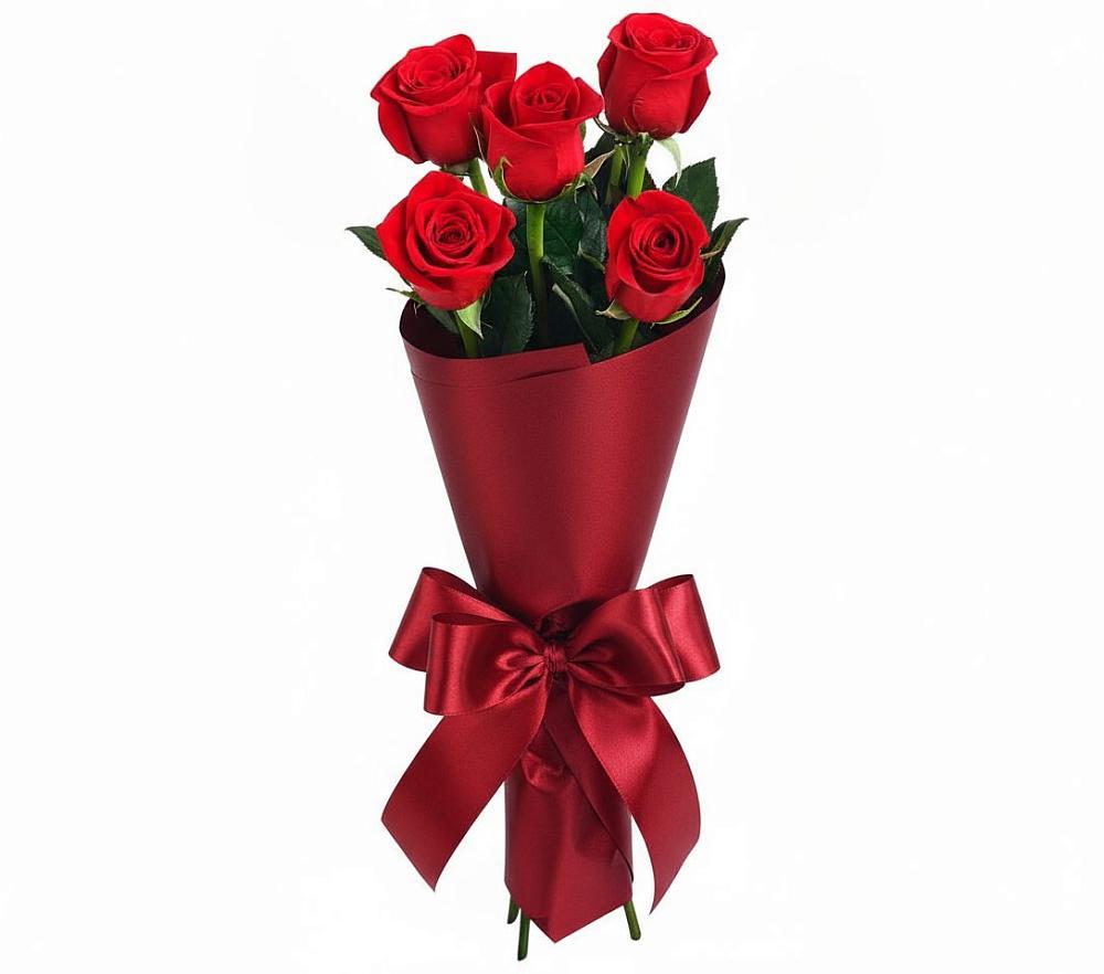 Букет 5 Красных роз Эдлесс Лав в Экажево