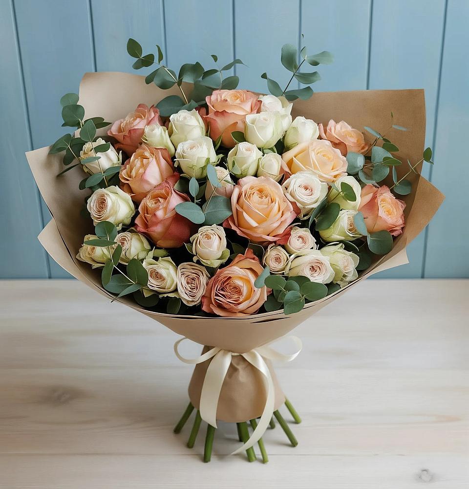 Букет цветов из: Альстромерии и Розы в Экажево