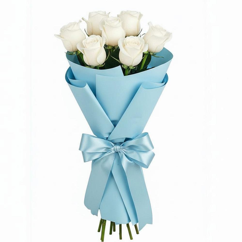 Букет 7 белых роз Проуд в Экажево