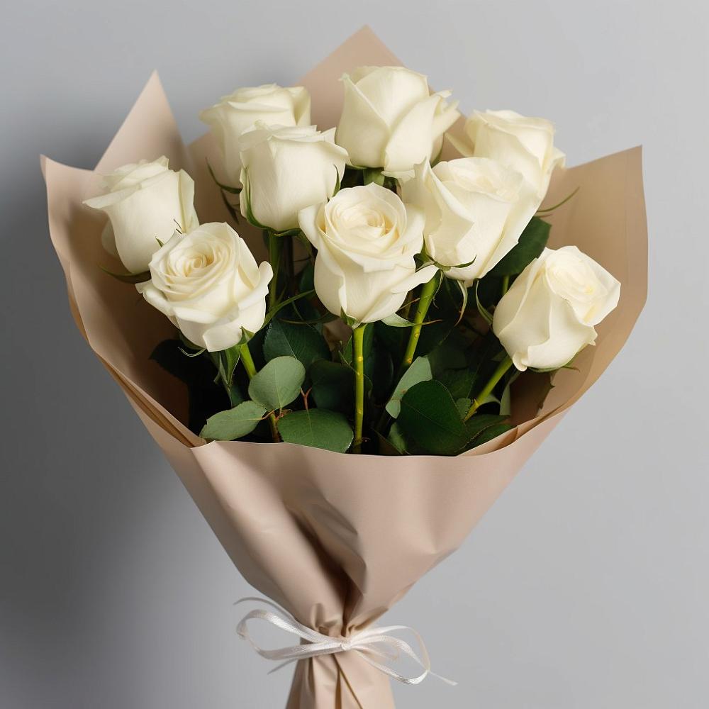 Букет 9 Белых роз Эдлесс Лав в Экажево