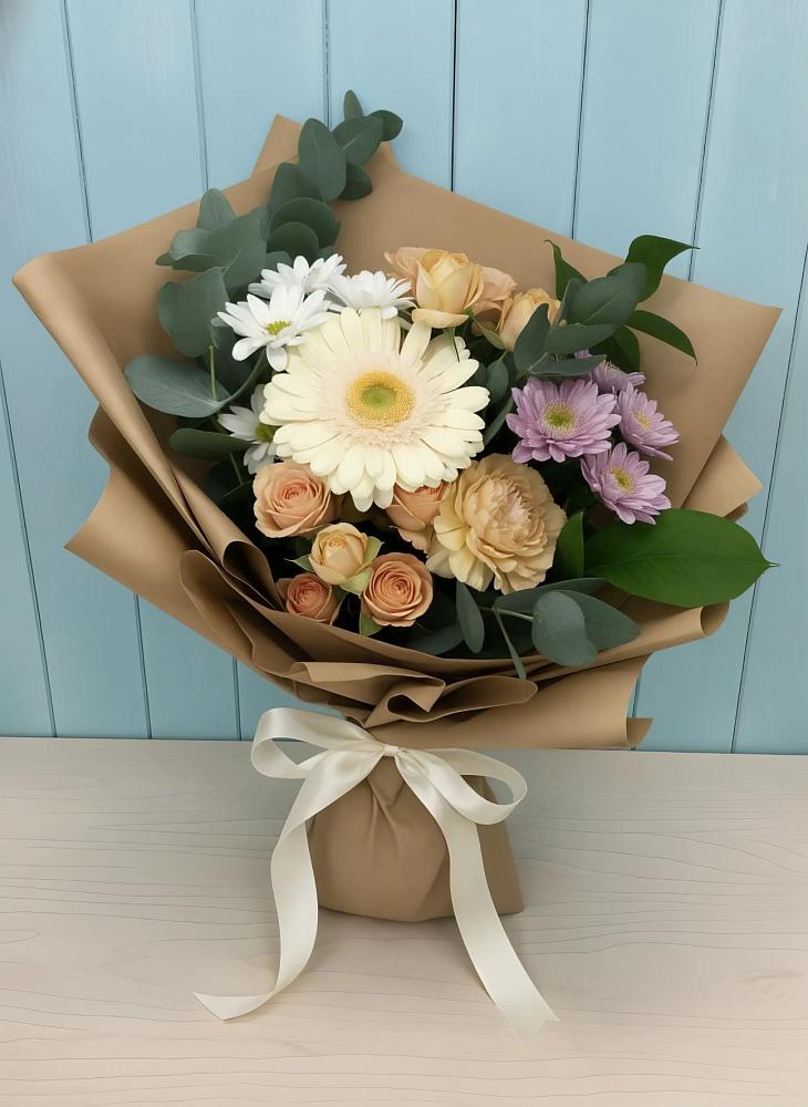 Букет цветов из: Герберы и Хризантемы в Экажево