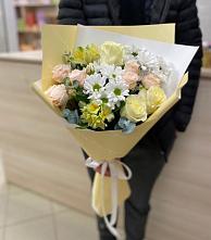 Букет цветов из:  Альстромерии, Розы и Хризантемы в Экажево