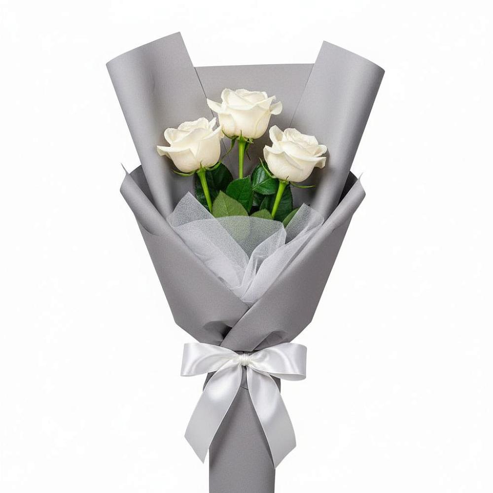 Букет 3 белые розы в Экажево