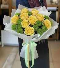 Букет цветов из:  Хризантемы и Розы в Экажево