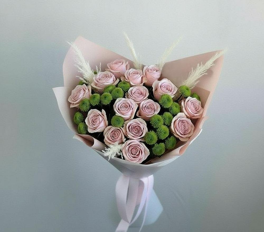 Букет цветов из: Розы и Хризантемы в Экажево