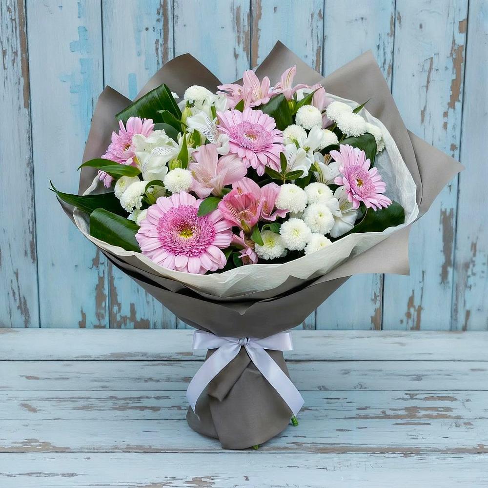 Букет цветов из: Герберы, Альстромерии и Хризантемы в Экажево